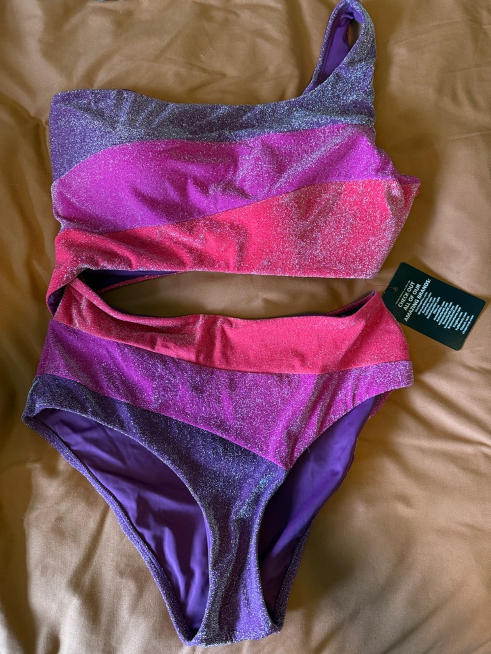 Swimsuits For All Purple Pink Ombre One-Shoulder One-Piece Swim